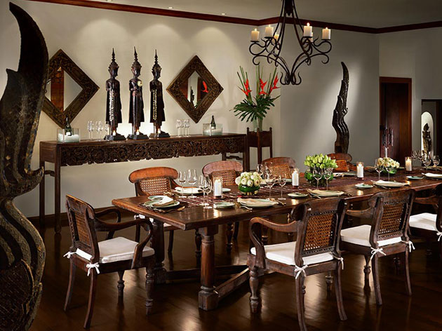Chiang Mai Condo. Indoor dining room graced with Thai charm
